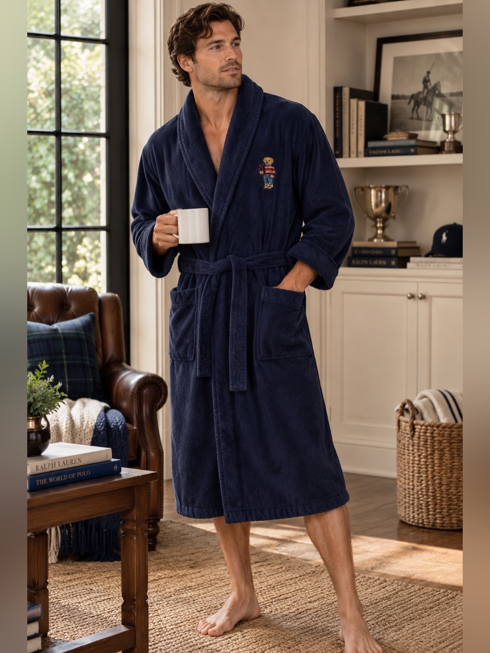 Polo Ralph Lauren Polo Bear Navy Cotton Terry Robe S/M P200HR